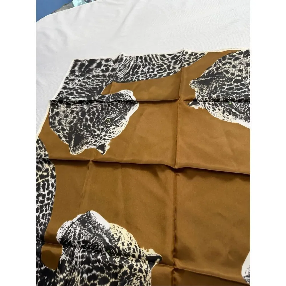 Glentex White Jaguar Leopard Scarf Vintage Rare